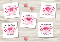 Søte Hjerter Valentinskort Etiketter